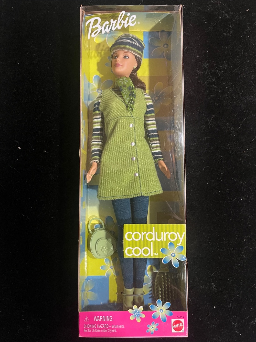 NRFB 1999 Barbie Corduroy Cool Brunette Doll (Green Outfit) 24659